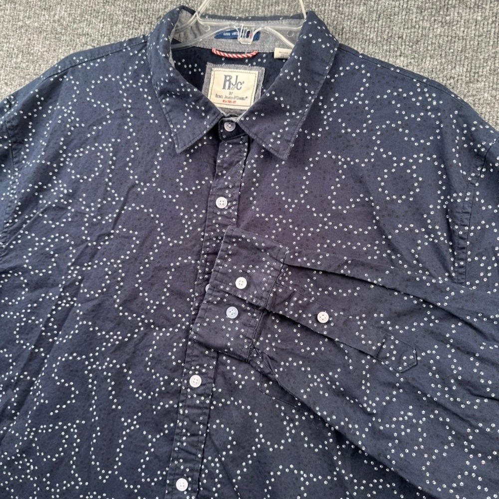 RJc Rebel James & Charli Navy Blue Paw Print Swirl Womens Button Down Shirt XXL